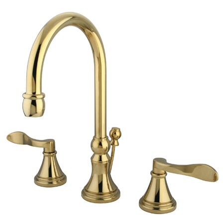 Kingston Brass Widespread Bathroom Faucet W/ Brass Pop-Up, Polished Brass KS2982DFL